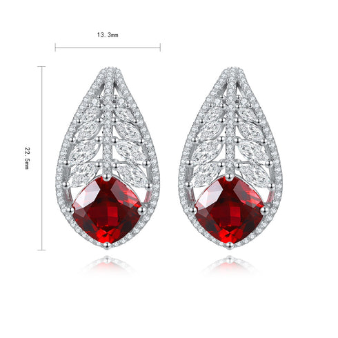 S925 sterling silver cultured red sapphire earrings A 6.02ct