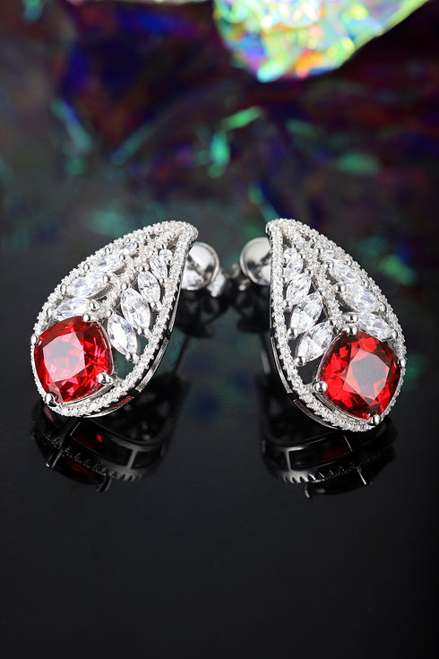 S925 sterling silver cultured red sapphire earrings A 6.02ct