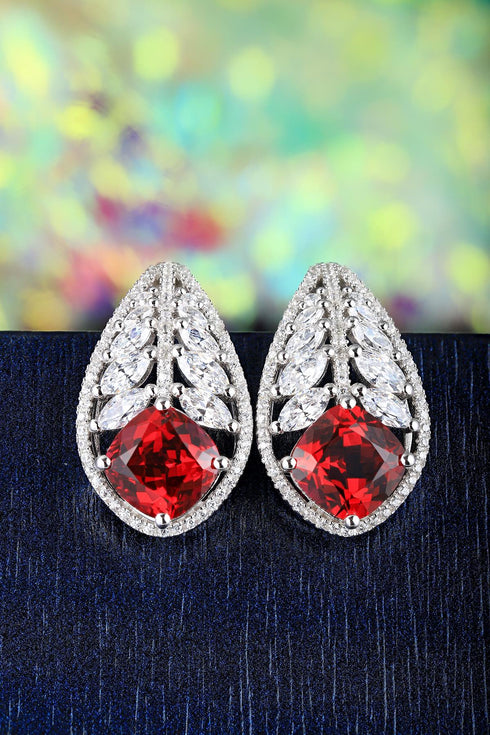 S925 sterling silver cultured red sapphire earrings A 6.02ct