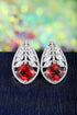 S925 sterling silver cultured red sapphire earrings A 6.02ct