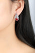 S925 sterling silver cultured red sapphire earrings A 6.02ct