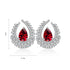 S925 sterling silver cultured red sapphire earrings W 3.048ct