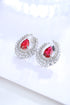 S925 sterling silver cultured red sapphire earrings W 3.048ct