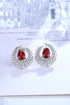 S925 sterling silver cultured red sapphire earrings W 3.048ct