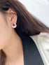 S925 sterling silver cultured red sapphire earrings W 3.048ct