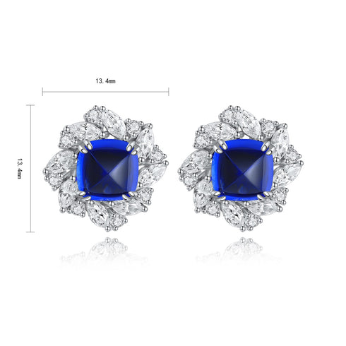 S925 silver cultured sapphire sugar-colored tower earrings W 4.46ct
