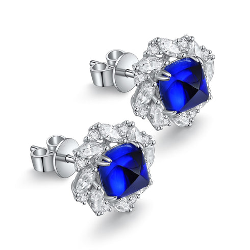 S925 silver cultured sapphire sugar-colored tower earrings W 4.46ct