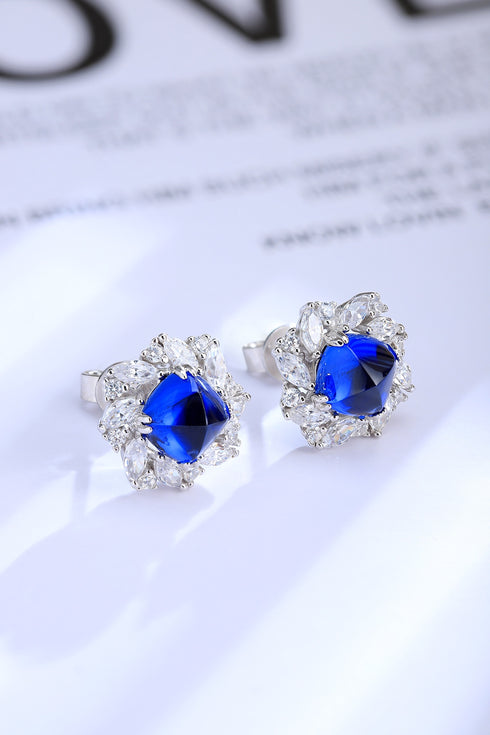 S925 silver cultured sapphire sugar-colored tower earrings W 4.46ct
