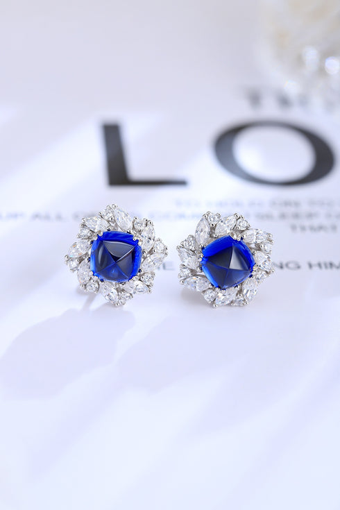 S925 silver cultured sapphire sugar-colored tower earrings W 4.46ct