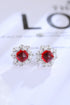 S925 sterling silver cultured red sapphire earrings W 4.38ct