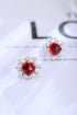 S925 sterling silver cultured red sapphire earrings W 4.38ct