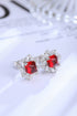S925 sterling silver cultured red sapphire earrings W 4.38ct