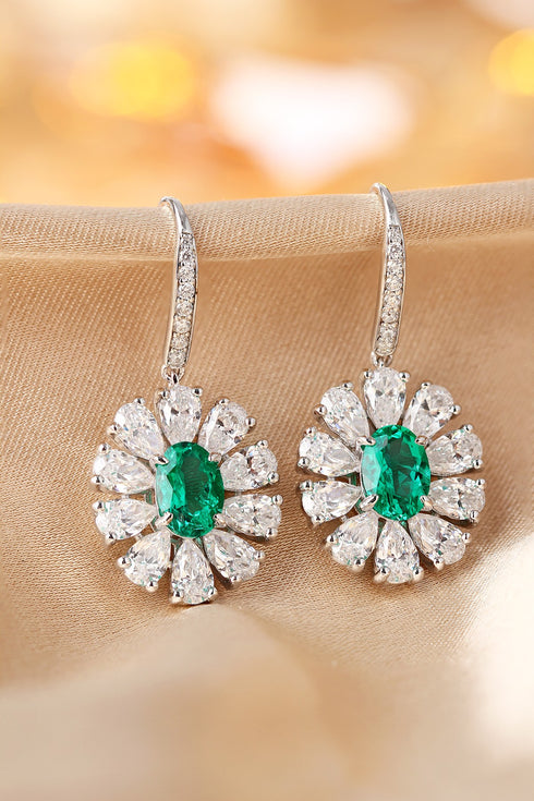 S925 silver cultured emerald earrings W 1.45ct