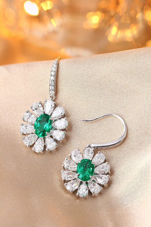 S925 silver cultured emerald earrings W 1.45ct