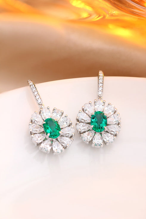 S925 silver cultured emerald earrings W 1.45ct