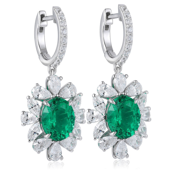 S925 sterling silver cultured emerald earrings W 5.01ct