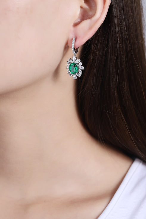 S925 sterling silver cultured emerald earrings W 5.01ct