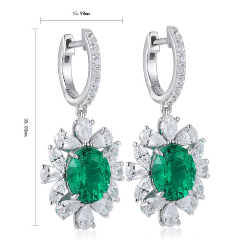 S925 sterling silver cultured emerald earrings W 5.01ct