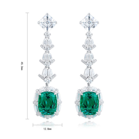 S925 silver cultured emerald earrings W 5.68ct