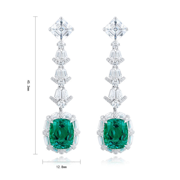S925 silver cultured emerald earrings W 5.68ct