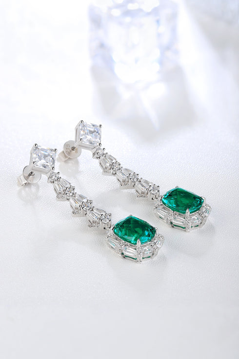 S925 silver cultured emerald earrings W 5.68ct