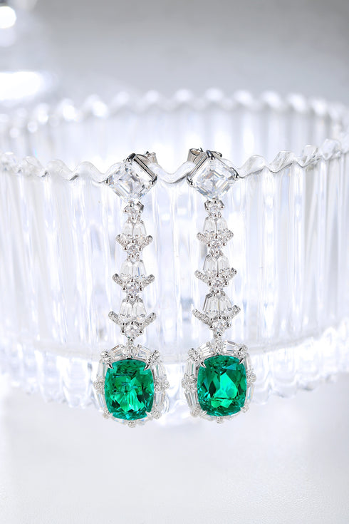 S925 silver cultured emerald earrings W 5.68ct