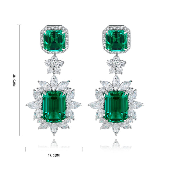 S925 silver cultured emerald earrings A 9.22ct