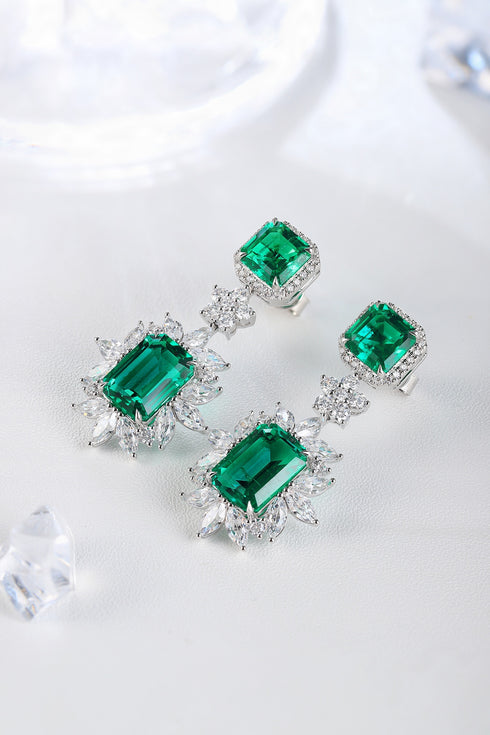 S925 silver cultured emerald earrings A 9.22ct