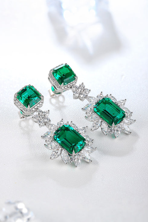 S925 silver cultured emerald earrings A 9.22ct