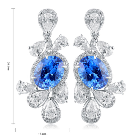 S925 silver cultured cobalt spinel earrings W 4.35ct