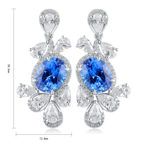 S925 silver cultured cobalt spinel earrings W 4.35ct