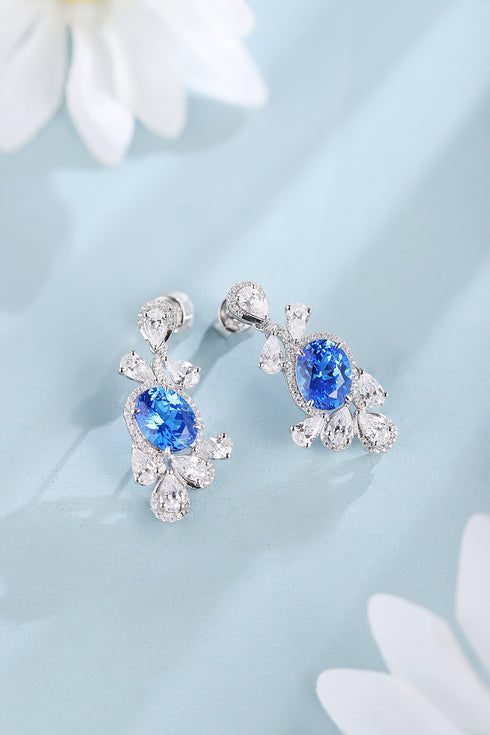 S925 silver cultured cobalt spinel earrings W 4.35ct