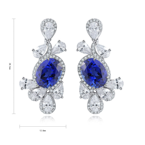 S925 silver cultured sapphire earrings W 5.02ct