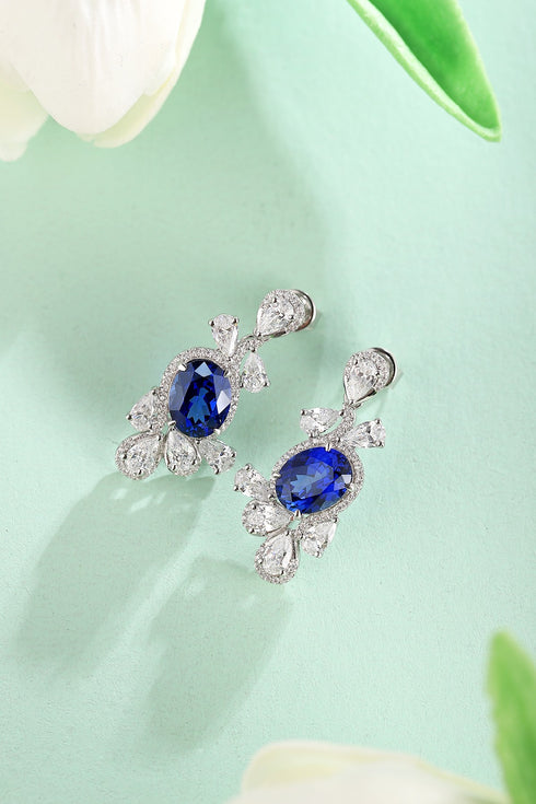 S925 silver cultured sapphire earrings W 5.02ct