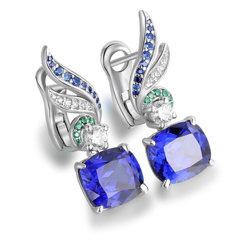 S925 silver cultured sapphire earrings A 7.19ct