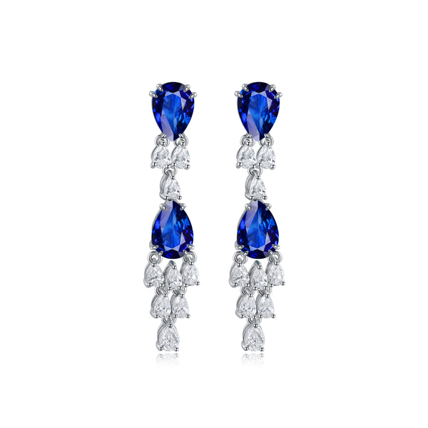 S925 silver cultured sapphire earrings W 3.56ct