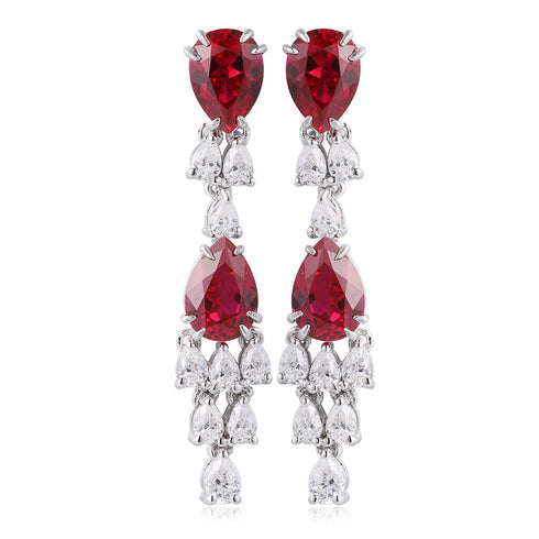 S925 silver red sapphire earrings W 3.56ct