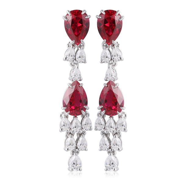 S925 silver red sapphire earrings W 3.56ct
