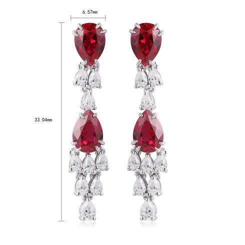 S925 silver red sapphire earrings W 3.56ct