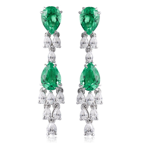 S925 silver cultured emerald earrings W 2.75ct