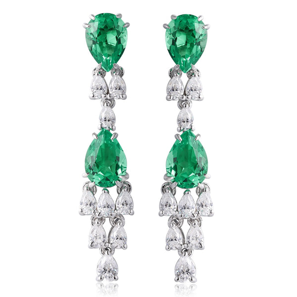 S925 silver cultured emerald earrings W 2.75ct