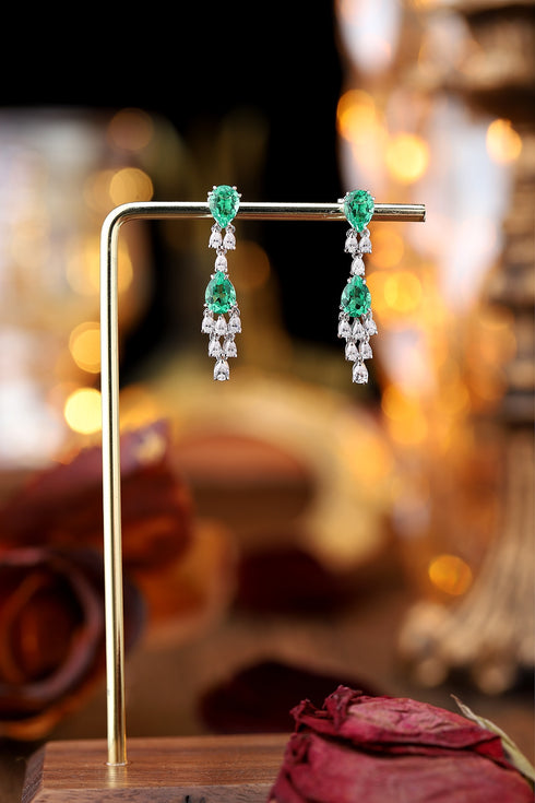 S925 silver cultured emerald earrings W 2.75ct