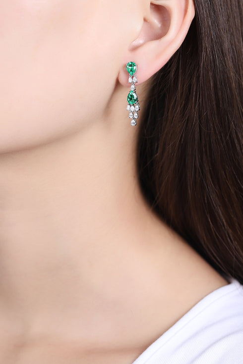S925 silver cultured emerald earrings W 2.75ct