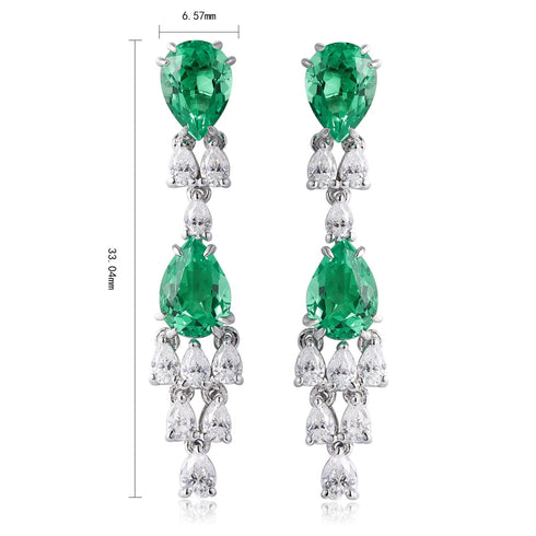 S925 silver cultured emerald earrings W 2.75ct