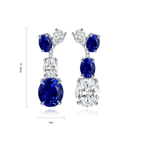 S925 silver cultured sapphire earrings W 1.398ct