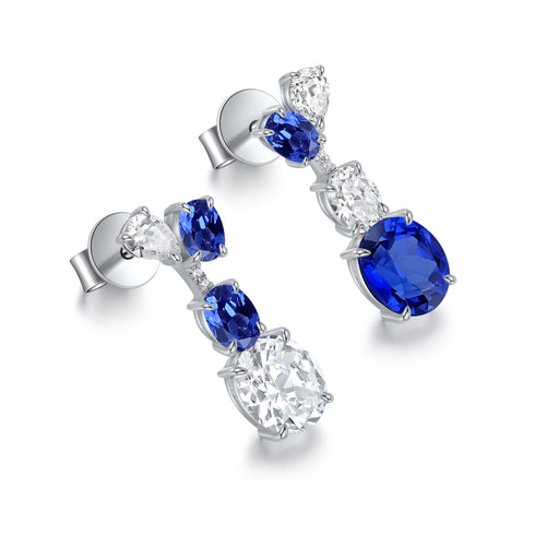 S925 silver cultured sapphire earrings W 1.398ct