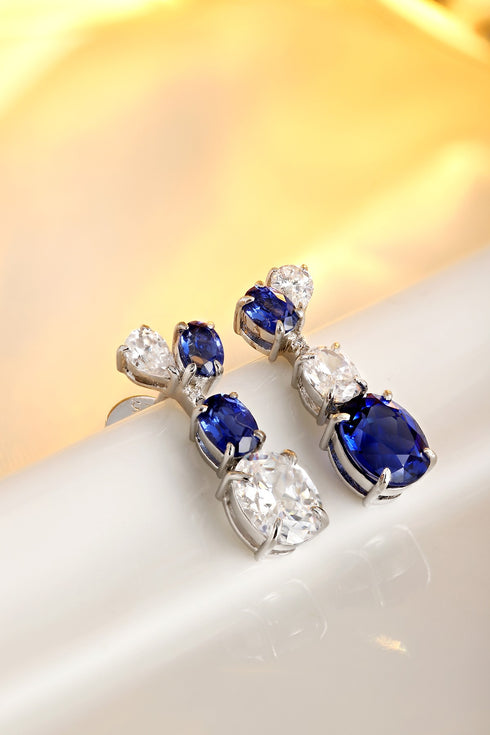 S925 silver cultured sapphire earrings W 1.398ct