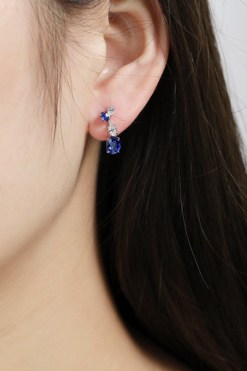 S925 silver cultured sapphire earrings W 1.398ct