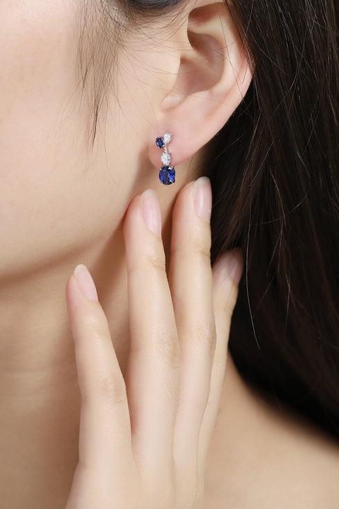 S925 silver cultured sapphire earrings W 1.398ct