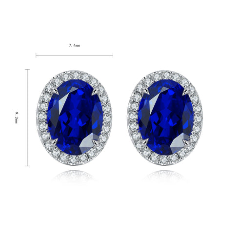 S925 silver cultured sapphire earrings W 2.16ct